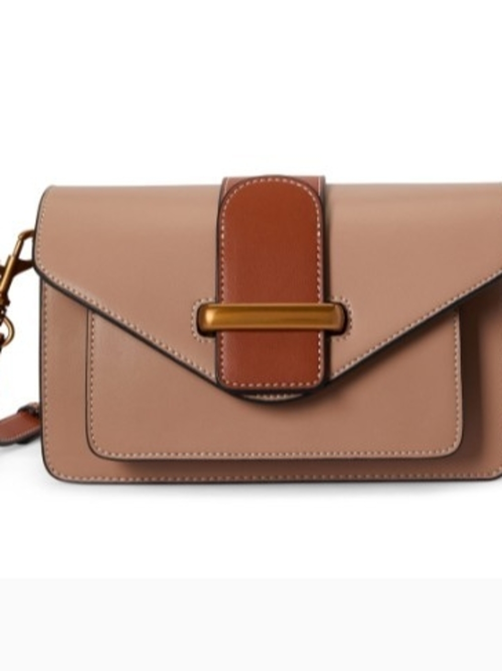 Women's Bolvaint Taupe and Brown Leather Crossbody Bag